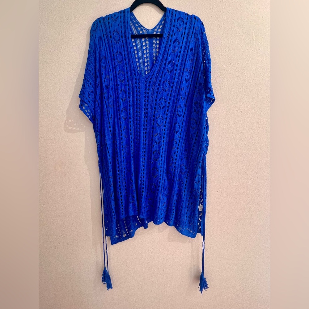 Blue Crochet Swim Cover-Up Tunic | OS